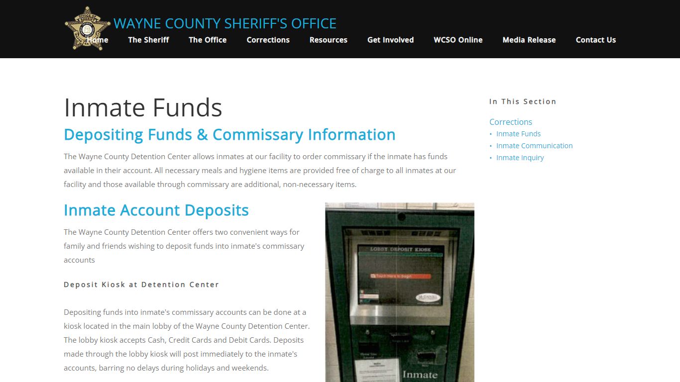 Inmate Funds - Wayne County Sheriff's Offce